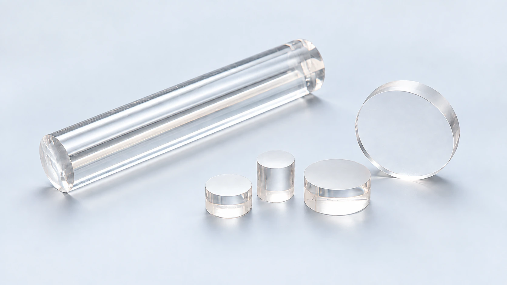 Optical crystal rods and polished crystal discs